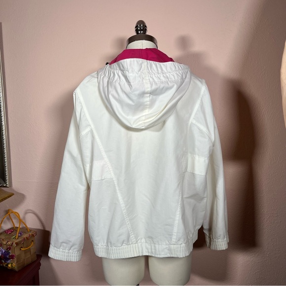 Vintage 80 90 Woolrich Oversized White Magenta Parka jacket with Hood Retro - Picture 12 of 16
